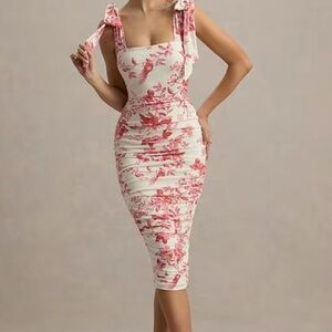 Chic Pink Floral Midi Dress